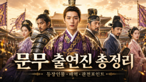문무 출연진 총정리 주요 등장인물과 배역, 관전포인트를 표현한 대하사극 대표 이미지