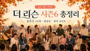 더 리슨 시즌6 출연진 14명의 가을 야외 버스킹 공연을 표현한 대표 이미지