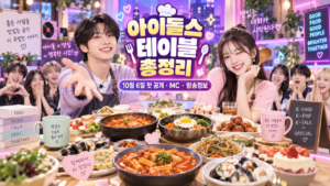 아이돌스 테이블 총정리 10월 6일 첫 공개 김풍 이은지 Mnet Plus K-푸드 예능